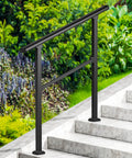 Heavy Duty 3 Step Handrails For Outdoor Front Porch Stairs Durable Safety Guardrail With Solid Grip No Fuss Installation, weather tough steel rail.