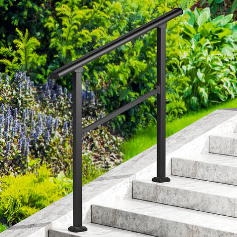 Heavy Duty 3 Step Handrails For Outdoor Front Porch Stairs Durable Safety Guardrail With Solid Grip No Fuss Installation, weather tough steel rail.