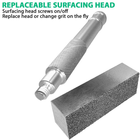 ATLIN grinding wheel dresser with knurled metal handle and replaceable surfacing head; 36/120 grit diamond dresser