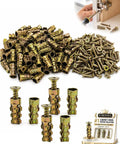 6x14mm Door Hinge Repair Kit For Loose Cabinets And Furniture, M6 Short Expansion Inserts, wood anchors shown with screws