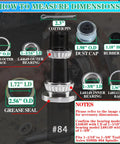 Diagram of 4 Sets 3500 Lb Trailer Bearing Kit for 1-3/8 to 1-1/16 Inch Spindle Boat Trailer Axle EZ-Lube Ready Kit with measurements.
