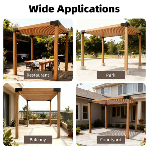 Beefed-Up Pergola Bracket Kit For 4x4 Posts 3 Way Right Angle Corner Brackets DIY Post Base Kit Easy Install Wood Beam Supports For Gazebos Patios And Outdoor Cabins