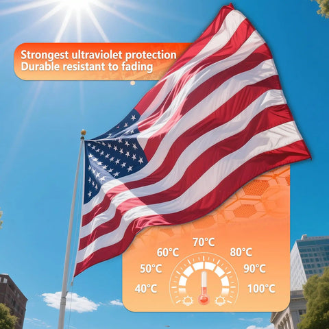 3x5 Ft Heavy Duty Outdoor American Flag Deluxe Spun Polyester Waterproof UV Resistant Embroidered Stars Tear Proof High Wind Flag waving
