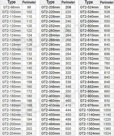 6mm Wide GT2 Timing Belt For 3D Printers Closed Loop With 2mm Pitch And 308mm Perimeter Durable Rubber Belt For Smooth Precise Printing And Reliable Repetitive Motion Dope Performance size chart