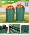 72 gallon durable leaf bags filled with autumn leaves, featuring sturdy handles, waterproof and thickened material.