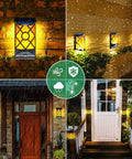 Realistic Solar Flame Lights Outdoor With 3D Flickering Flames That Look Legit Using 66 Ultra Bright LEDs mounted on walls in various settings