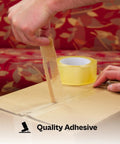 No Frills Clear Packing Tape Two Point Five Mil Thick One Point Eight Eight Inches Wide Six Pack Machine Length Rolls in use sealing box.
