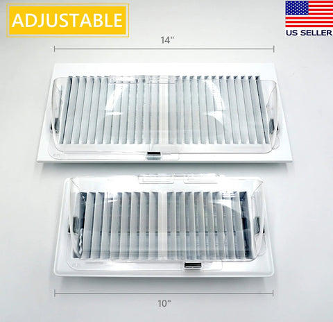 Adjustable Magnetic Heat And Air Deflector For Vents 2 Pack 14" and 10" heavy-duty 3-magnet design on white surface