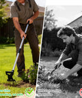 Comparison of using 2 In 1 Weed Puller And Garden Hoe With Adjustable Long Handle for standing weeding versus traditional bending method.