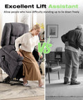 Senior using Power Lift Recliner With Massage And Heat For Seniors, Electric Lift Chair With USB Charging, Handy Side Pockets, Grey