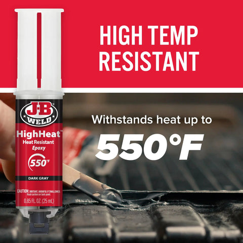 High Heat Epoxy Syringe Twin Pack 25ml Each Dark Grey That Delivers A Tough-As-Nails Bond Up To 550 F, Two-Part 1:1 Mix PSI 4730
