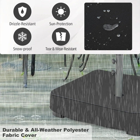 Heavy Duty 200 Lb Umbrella Base With Two Sandbags For Market Patio And Poolside Use, All Weather Cover raining demo
