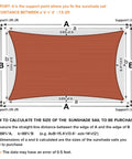 Diagram showing dimensions of 20x26 Ft Sun Shade Sail Canopy For Outdoor Patio And Deck In Rust Red Rectangle Shade Cloth Made From 185GSM HDPE With 95 Percent UV Block Breathable Durable Pergola Cover For Backyards And Outdoor Living