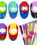 Six Shape Hole Punch Set For Kids 1 Inch Shape Punches Flower Star Heart Butterfly Balloon Circle With 20 Cardstock Sheets