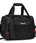 Black Carry On Duffel Bag For Air Travel And Personal Item, Weekender Tote, 16 Inch Size, Softside, showing front pockets and handle
