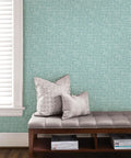 Blue Aqua Poplin Texture Peel And Stick Wallpaper For Smooth Surfaces, Repositionable And Removable With No Residue on wall