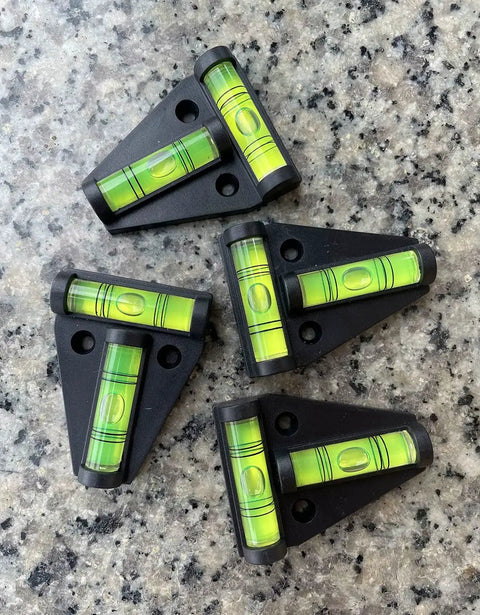 Nailed In Position Kick Ass 4 Pack T Level Bubble Spirit Levels For RV Camper Trailer Cross Check Leveler Aligning Tripods Cameras Woodshop Black Acrylic Construction