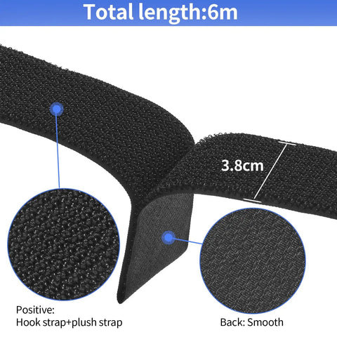 Heavy Duty 1.5 Inch By 20 Foot Cinch Straps Nylon With 25 Buckles Cut To Length Reusable Black Hook And Loop Cable Ties For Easy Storage And Cord Organizer Keeps Gear Secure On The Road