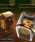 Transparent view of Under Desk Space Heater For Office And Bedroom Quiet No Fuss Portable Fast Heating PTC Ceramic Warmer With Overheat Protection showing internal fan and ceramic elements.
