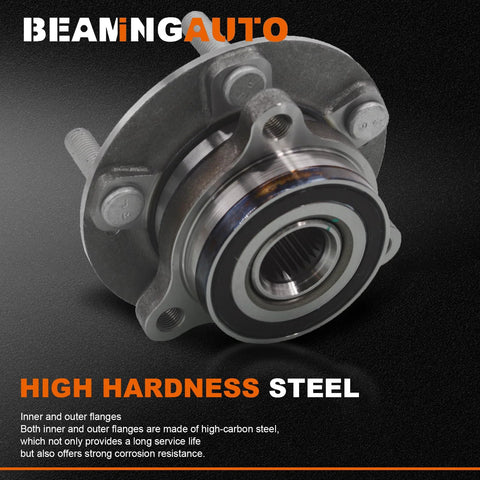Front Or Rear Wheel Bearing And Hub Assembly For Hyundai And Kia Models 2017 To 2023 Elantra Forte Elantra GT Kona Ioniq Niro Seltos Veloster With 5 Lug And ABS Warranty, high-carbon steel construction.