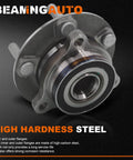 2 Pack Front Or Rear Wheel Bearing And Hub Assembly For Hyundai And Kia 2017 Through 2023 Elantra Forte Kona Ioniq Niro Seltos And Veloster With ABS 5 Lug 513420 Durable Precision Fit For Your Ride, close-up view of metal hub with high hardness steel.
