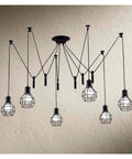 Straight Up Retro Industrial Chandelier With Working Pulley Cord Dope Black Metal Shade Swings Smooth Delivers That Killer Warm Glow Perfect For Your Living Room Or Kitchen Nook Setup Today with multiple pendant lights in a stylish design.