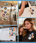 2 In 1 Button And Magnet Maker Machine Kit 58mm DIY Badge And Fridge Magnet Creator Bundle With 50 Badge Parts And 50 Magnet Making Supplies For Easy Custom Badges At Home, 58mm magnets