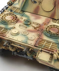 Rear view of 1:35 Scale Panzer Panther Ausf. D Military Vehicle Model Kit With Commander Torso And Crew Figures, Three Battle Markings, Dope Decals And Photo-Etch, Paints Not Included, Tools Not Included, Glue Not Included, Sd.Kfz.171 Build