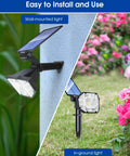 4 Pack 30 LED Solar Spot Lights Outdoor With Adjustable Panels IP67 Waterproof for garden wall and ground mounting