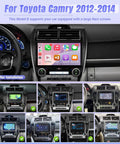 10 Inch Touch Screen Car Stereo for Toyota Camry 2012 2013 2014 Plug and Play Wireless CarPlay Android Auto GPS Bluetooth WiFi dashboard view