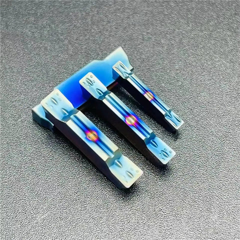 10Pcs CNC Grooving Carbide Inserts For Stainless Steel And Metal Lathe Tools Pro Grade MGMN200G KT7030 on textured surface