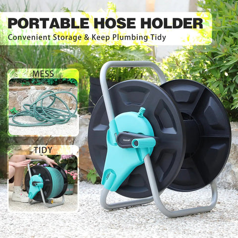 Garden Hose Reel Cart Holds Fifty To One Hundred Thirty Feet Of Five Eighth Inch Hose Wall Mounted Portable Hose Reel Holder