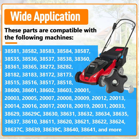 Two Pack Handle Knobs With Screws Bolts And Washers Replacement Kit For Snow Blowers And Lawn Mowers Compatible With Models 92 2260 106 4161 107 3844 Replacement Parts For Easy Repair showing compatibility with various machines