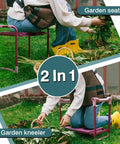 Fold Away Garden Kneeler And Seat With Tool Pouch 2 In 1 Stool for easy kneeling or sitting, lightweight and portable for outdoor use