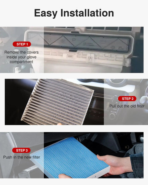 Installation steps for Toyota Cabin Air Filter Replacement For Camry RAV4 Highlander Corolla Sienna Tundra Prius 4Runner Outback Legacy