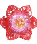 Handmade Glass Bird Bath With Red Finish On A Sturdy Three Prong Metal Stake For Garden Or Backyard Use, A Feeder And Bath Combo