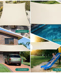 10 By 13 Foot Waterproof Sun Shade Sail Rectangle Canopy For Patio Pergola And Backyard Keeps Outdoor Space Cool And Shaded UV Block Up To 98 Percent Heavy Duty Sunshade Awning Ivory For Deck Garden And Pool Area