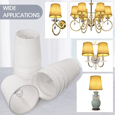 Pack Of 10 White Linen Barrel Lamp Shades For Chandeliers And Table Lamps 4 Inch Top Diameter 5 Inch Bottom Diameter