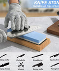 Using quad sided whetstone knife sharpening kit with 400 1000 and 3000 8000 grits wet stone sharpener, honing guide for kitchen knife