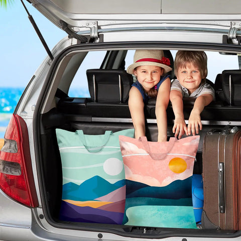 Two Pack Large Travel Laundry Bags With Handle Waterproof Washable Dirty Clothes Bags for Travel Wet and Dry Use in car trunk.