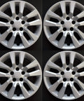 Set of 4 Nissan Altima 16 Inch Wheel Covers Hubcaps Replacement Kit Fits 2013 To 2018 10 Spoke Silver Plastic Direct Fit