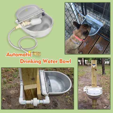 Automatic Animal Drinking Water Bowl With Float Valve Stainless Steel Kit installed for 1-5 cattle, horses, sheep, sows.