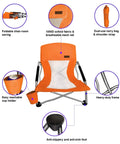 Low Profile Beach Chair Set Of 2 For Adults And Kids, Foldable Sling Chairs With Cup Holder, Portable Carry Bag, Orange chair details