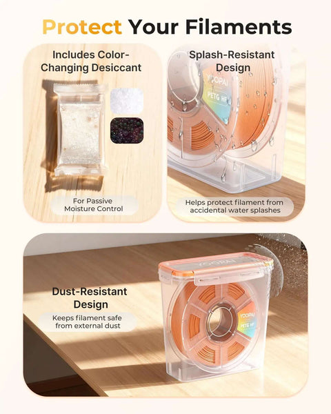 Pro Filament Storage Box For Single 1Kg 1.75mm Spools Airtight Container With Desiccants and moisture control visible