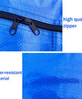 Close-up of high-quality zipper and water-resistant material on Massive 66 Gallon Extra Large Storage Bag for travel or moving.