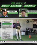 Coach demonstrating TPro Green 2.0 Golf Swing Training Aid with heavy resistance at practice facility