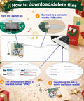 How to download/delete files for Two Piece Diy Audio Recorder And Player Kit Providing Usb Type C Connectivity, showing USB connection steps.