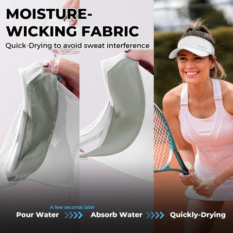 Lightweight Sports Sun Visor for Men and Women Packable Cooling Stretchy Visor Hat for Running Tennis Golf White
