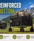 Foldable Wagon Cart With All Terrain Wheels showcasing reinforced bottom and heavy load support, ideal for outdoor use.