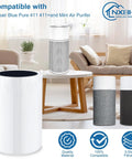 Replacement Filter For Blue Pure 411 411 Plus Mini 411 Auto Air Purifiers with three filter options in living room